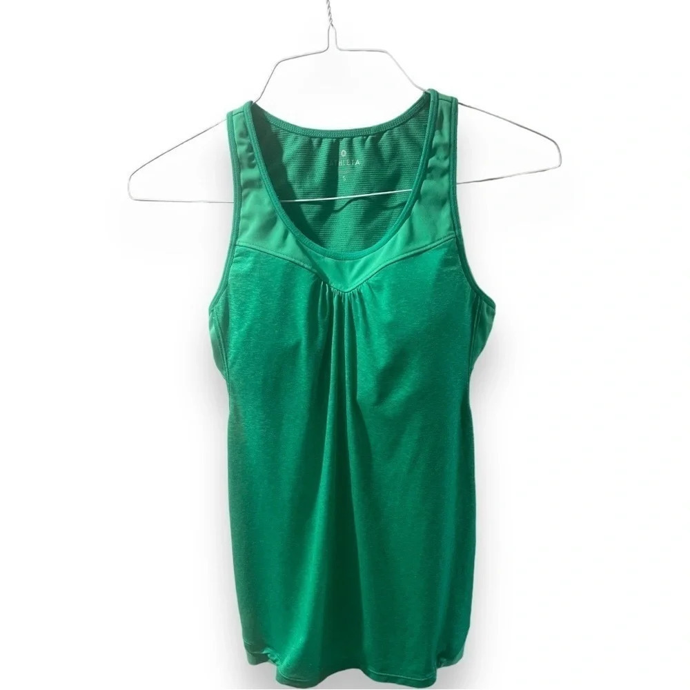 Athleta Green Supercharged Mesh Tank 2 in 1 Bra Top, Size Small, Good Condition
